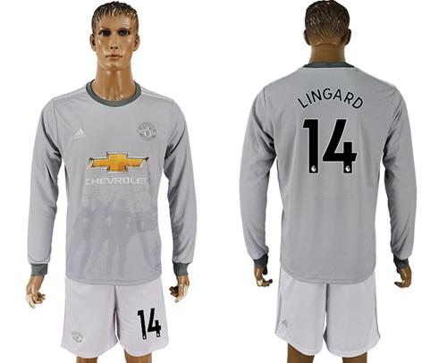 Manchester United #14 Lingard Sec Away Long Sleeves Soccer Club Jersey